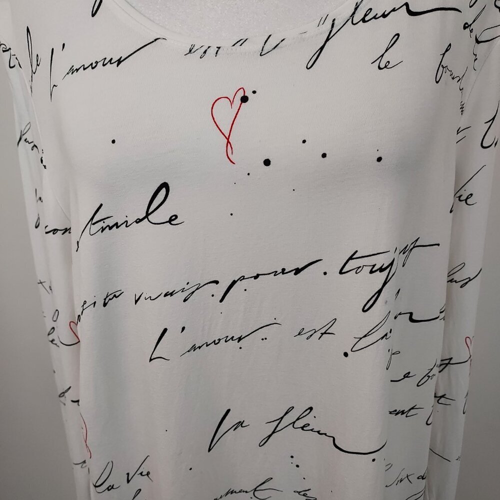 Chico's Script Print Layering Long Sleeve Tee Size Large - Picture 7 of 8